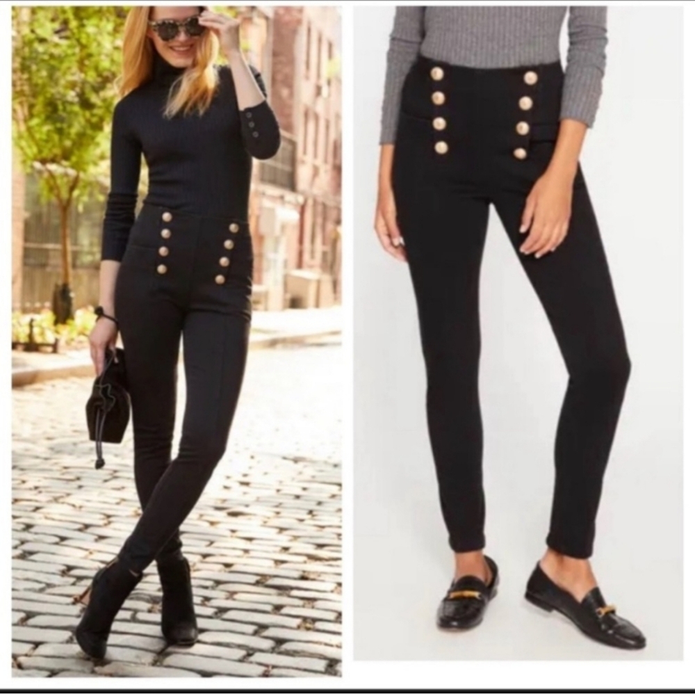 J McLaughlin High Rise Waist Slim Skinny Hastings Sailor Jeans Black Size 2 gold